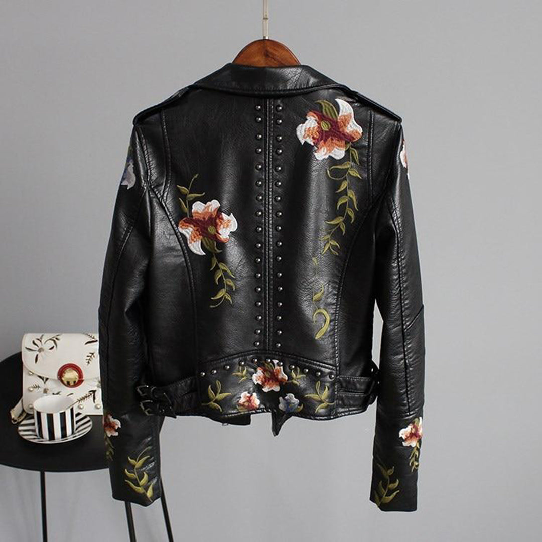 Vera - Luxe Geborduurd Leren Jack