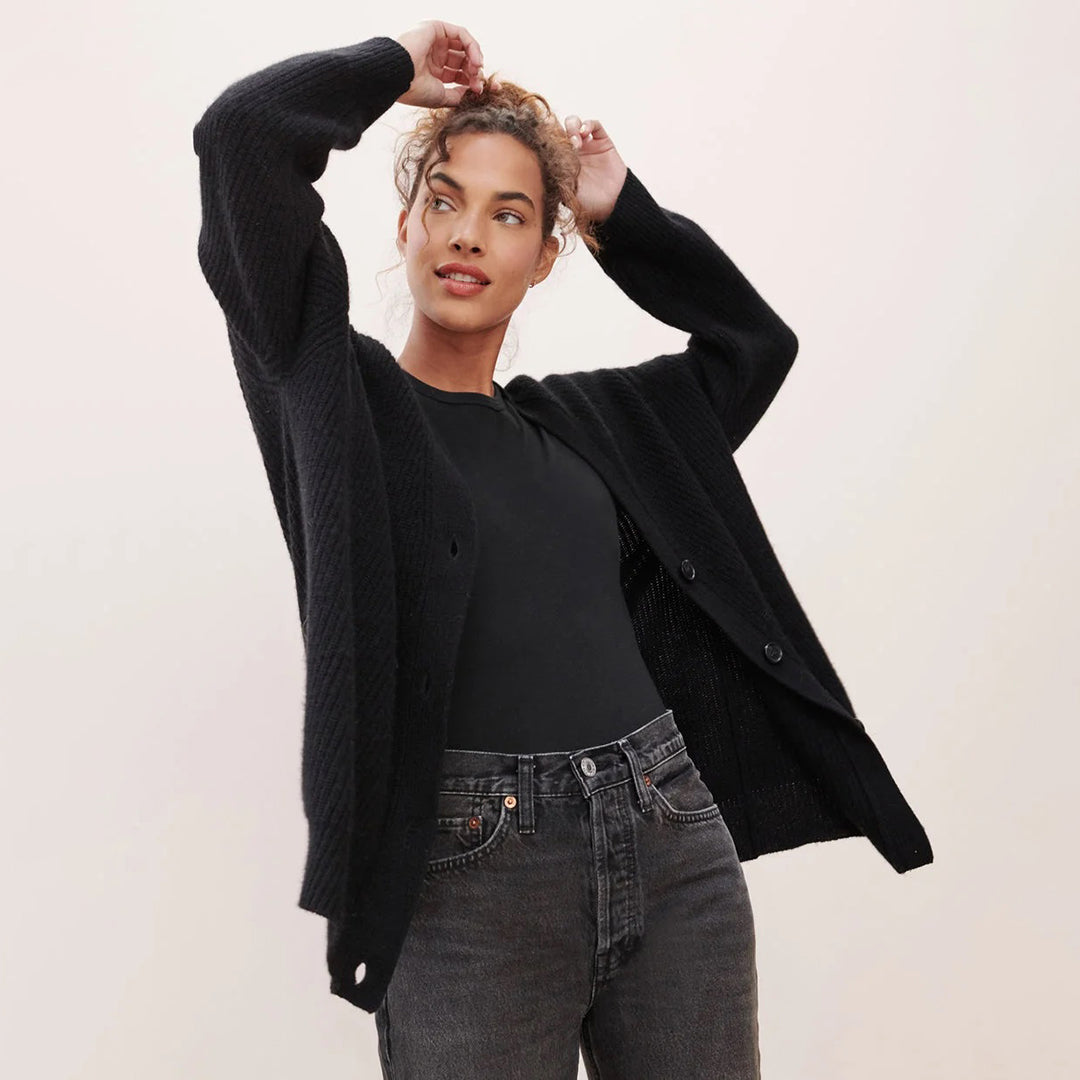 Emma Luxe Cardigan - The perfect combination of comfort and style for your wardrobe. Wrap yourself in luxury with this wonderfully soft and lightweight cocoon cardigan, designed to enhance your everyday look.