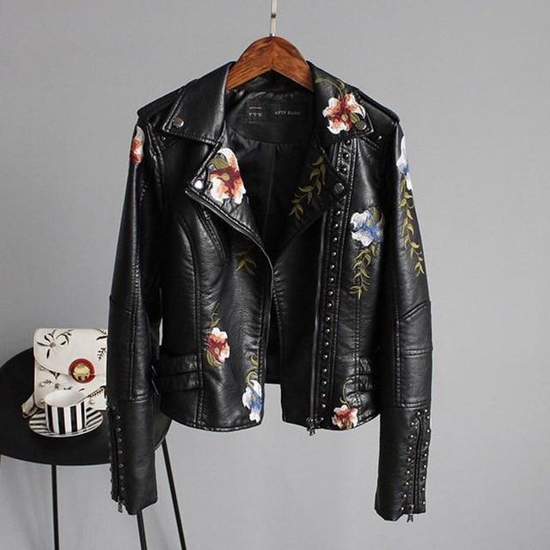 Vera - Luxe Geborduurd Leren Jack