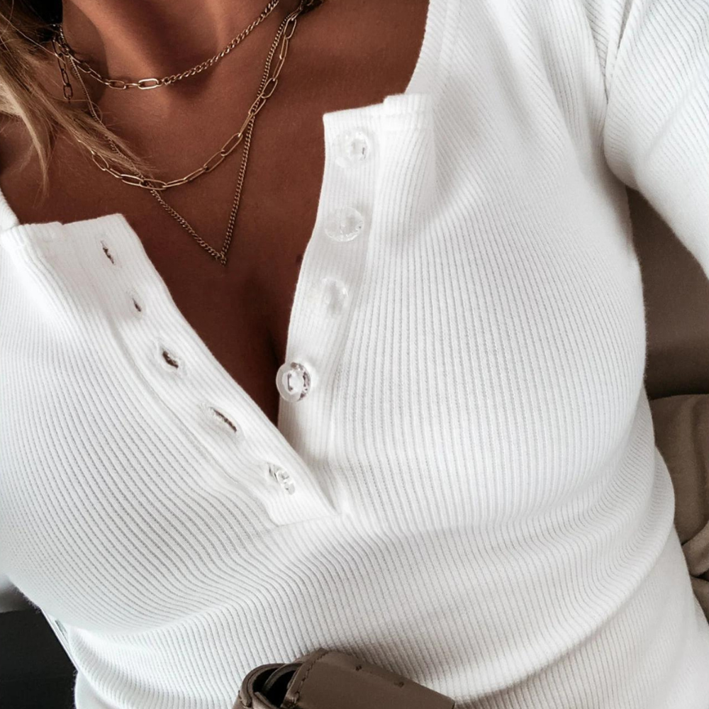 Carolina - Elegant Langarmshirt met Open Halslijn voor Dames