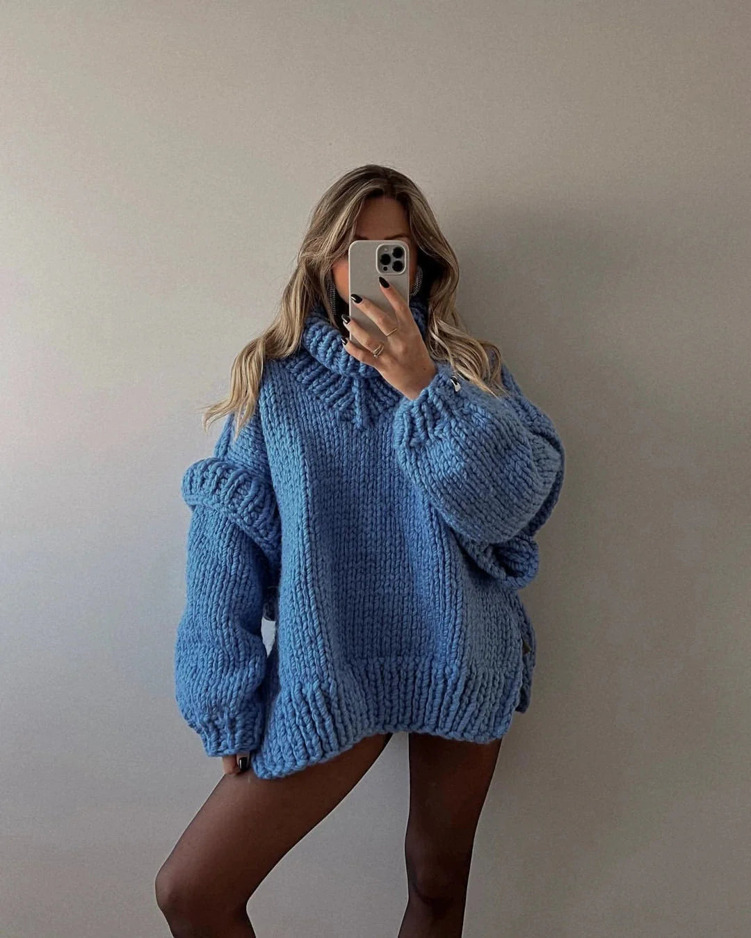 Emma Luxe Gebreide Trui met Hoge Kraag - Comfortabel en Warm voor de Koude Dagen
