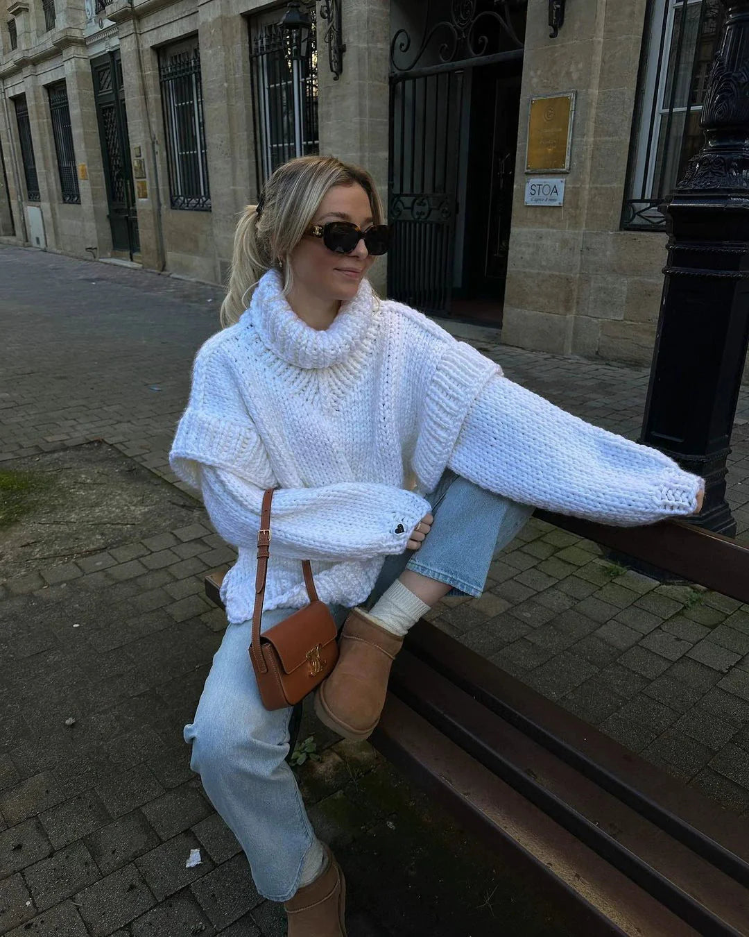 Emma Luxe Gebreide Trui met Hoge Kraag - Comfortabel en Warm voor de Koude Dagen