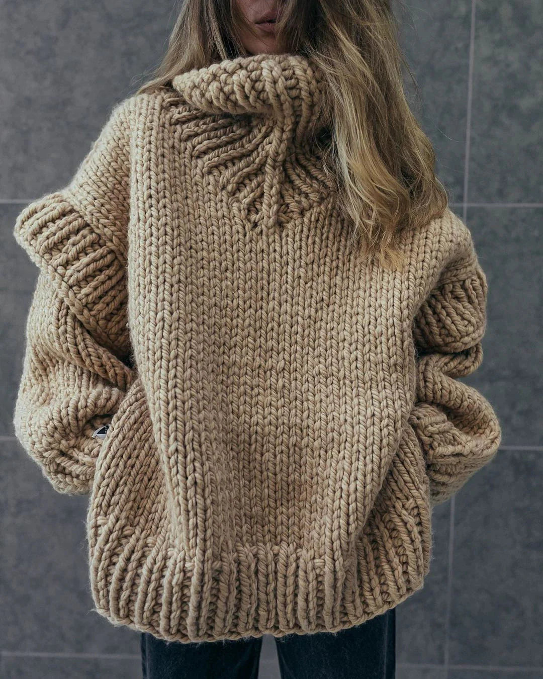 Emma Luxe Gebreide Trui met Hoge Kraag - Comfortabel en Warm voor de Koude Dagen