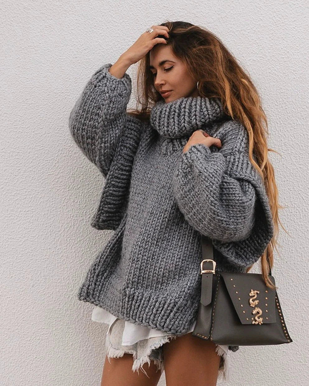 Emma Luxe Gebreide Trui met Hoge Kraag - Comfortabel en Warm voor de Koude Dagen