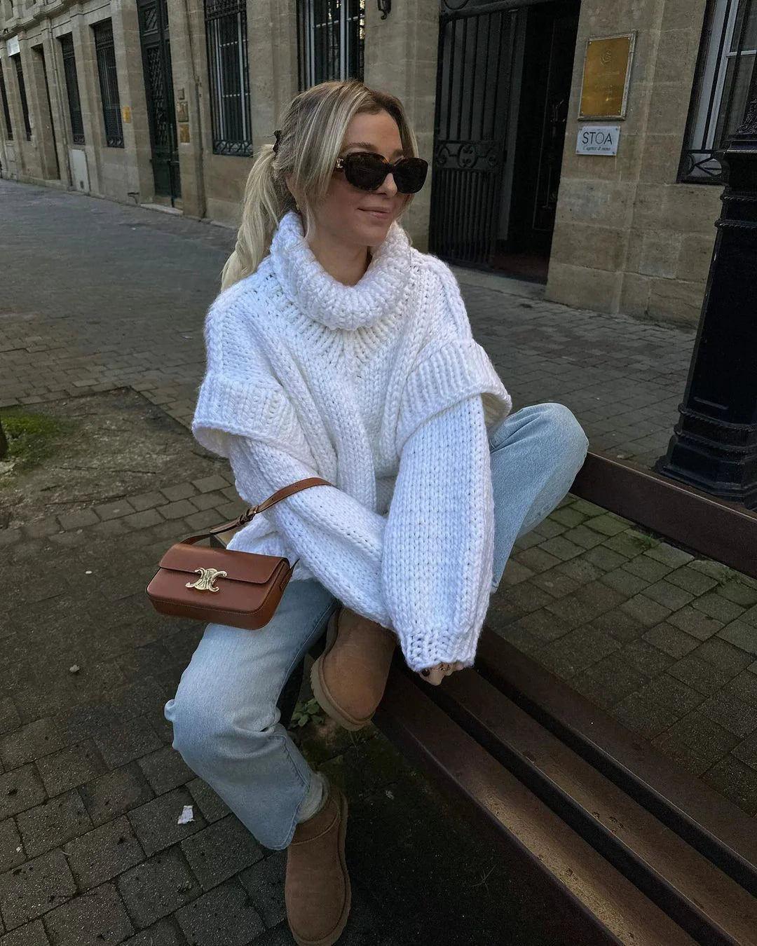 Emma Luxe Gebreide Trui met Hoge Kraag - Comfortabel en Warm voor de Koude Dagen