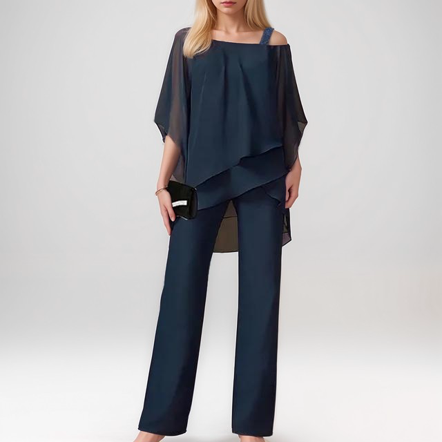 Celeste Luxe Asymmetrische Avondset met Zijdezachte Look