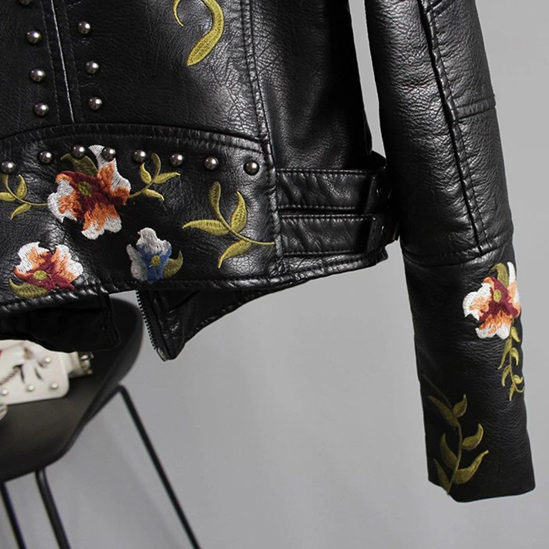 Vera - Luxe Geborduurd Leren Jack