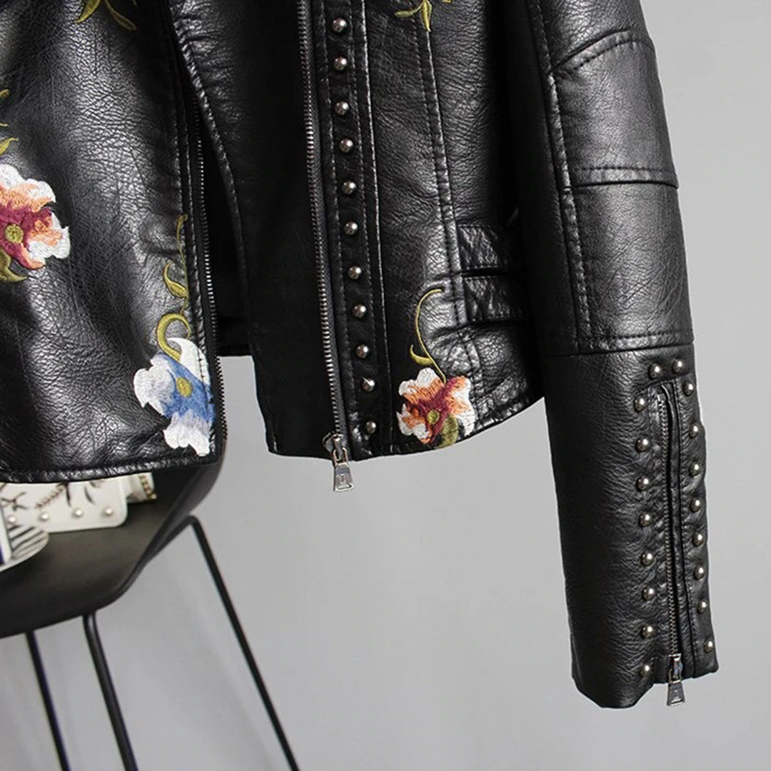 Vera - Luxe Geborduurd Leren Jack