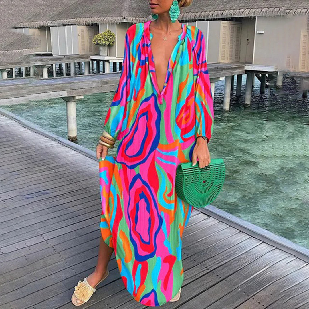 Alina – Luchtige Elegante Strand Kaftan van Chiffon met Boho Look
