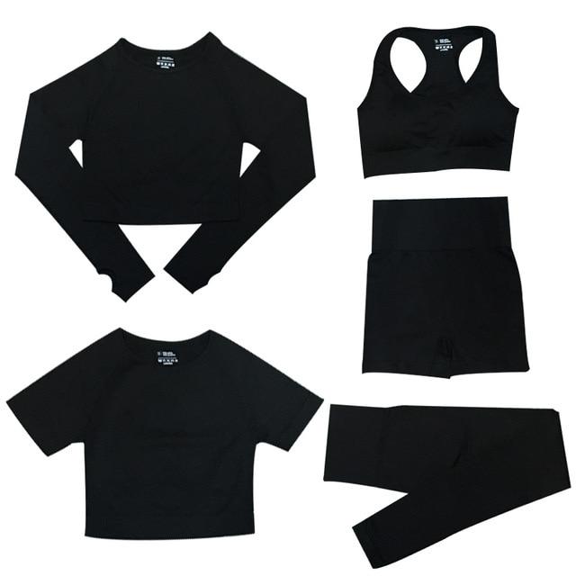 Lara Gymfit Set - 5-delige Sport Set | High-Waist Dames Top & Leggings