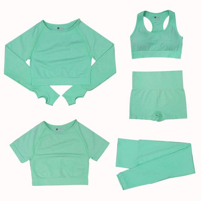Lara Gymfit Set - 5-delige Sport Set | High-Waist Dames Top & Leggings