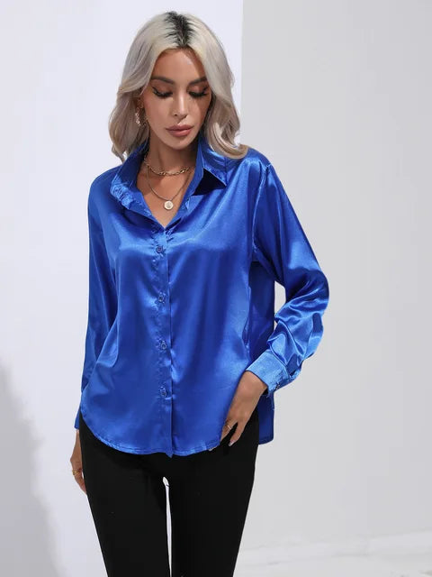 Leah | Elegante Satijnen Blouse voor een Luxe Look