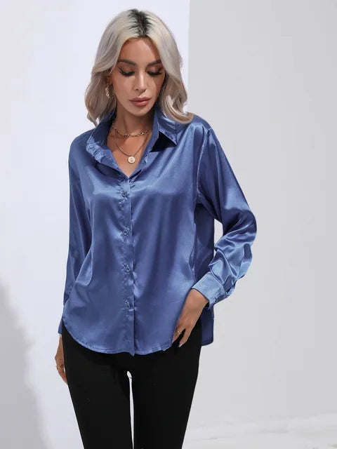 Leah | Elegante Satijnen Blouse voor een Luxe Look