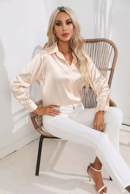 Leah | Elegante Satijnen Blouse voor een Luxe Look