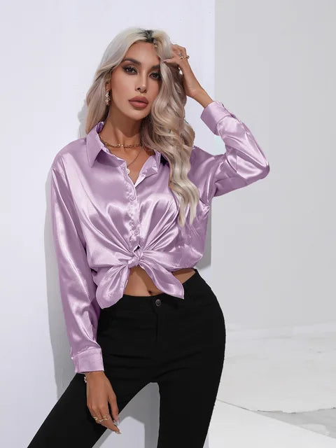 Leah | Elegante Satijnen Blouse voor een Luxe Look