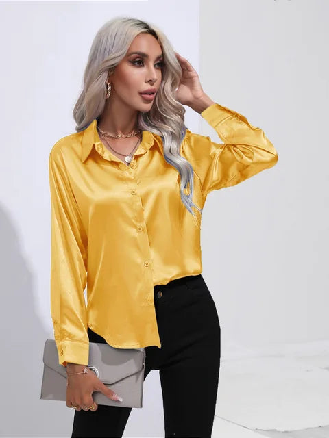 Leah | Elegante Satijnen Blouse voor een Luxe Look