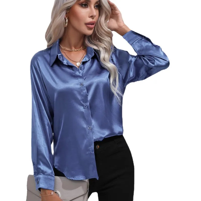 Leah | Elegante Satijnen Blouse voor een Luxe Look