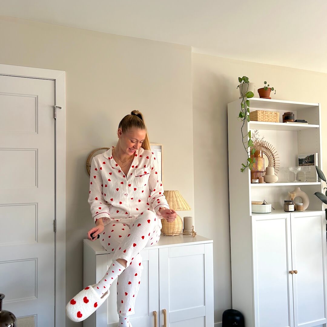 Maud Luxe Dames Loungewear Set met Hartjespatroon