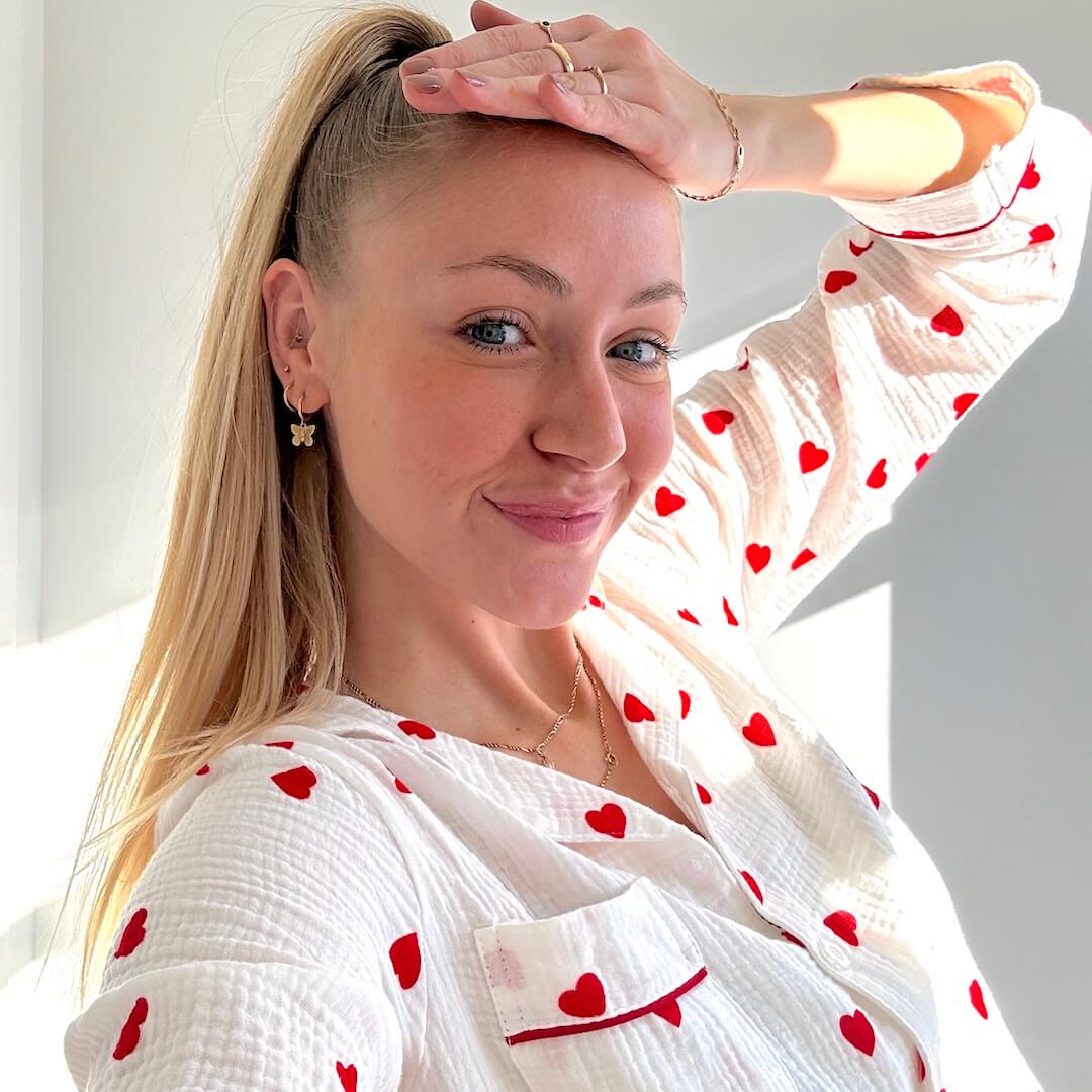 Maud Luxe Dames Loungewear Set met Hartjespatroon
