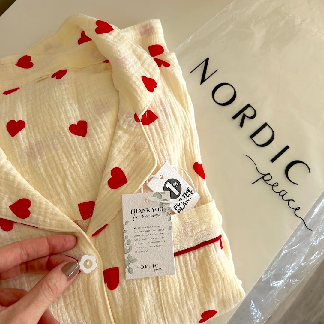 Maud Luxe Dames Loungewear Set met Hartjespatroon