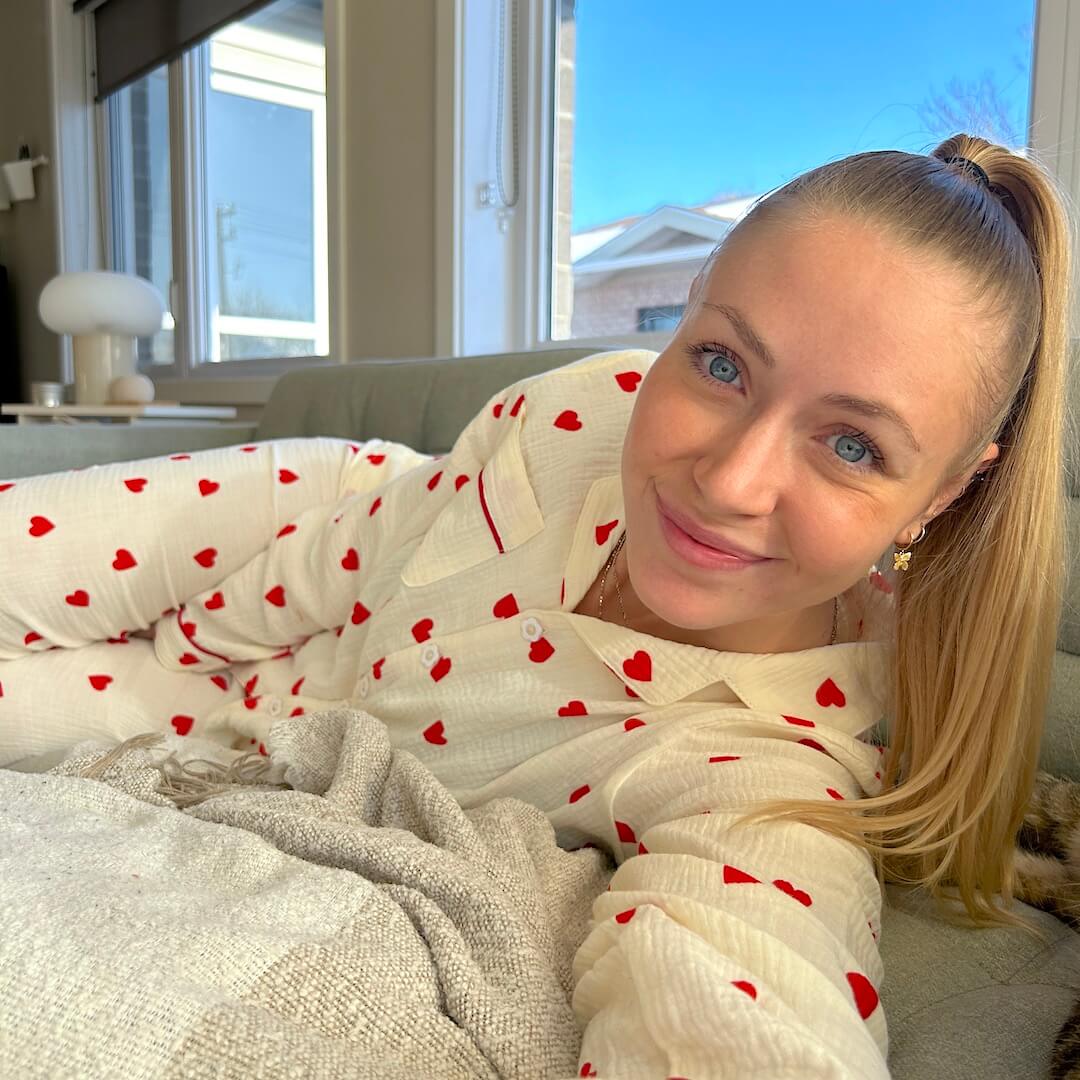 Maud Luxe Dames Loungewear Set met Hartjespatroon