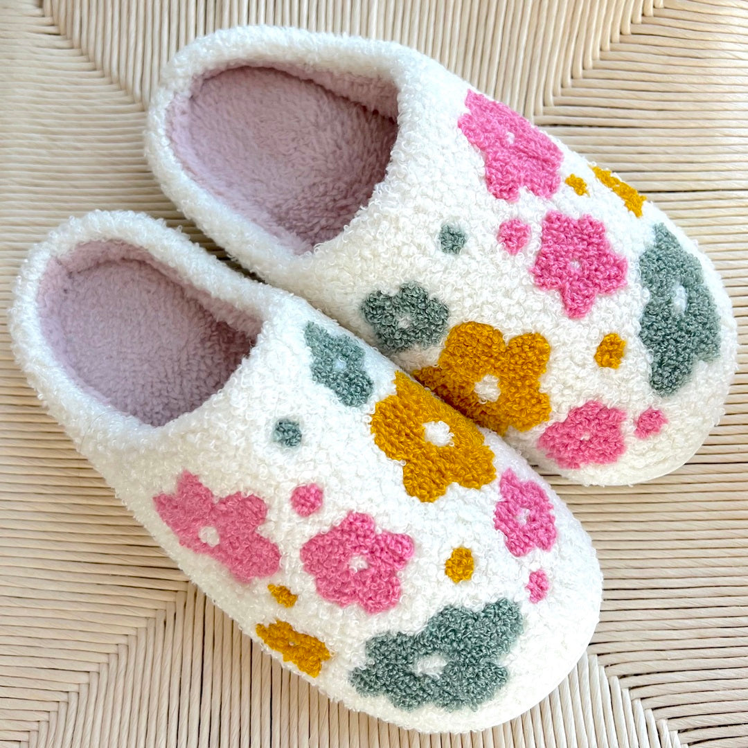 Livia Luxe Flower Slippers - Comfortable Slip-ons with Plush Lining and Anti-Slip Soles