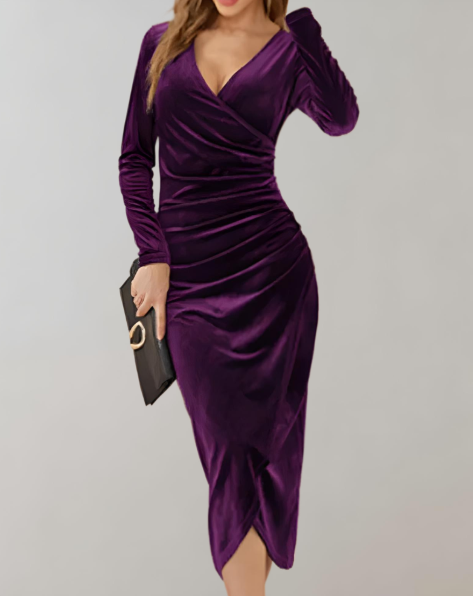 Belloria - Elegante Fluwelen Wikkeljurk met V-hals