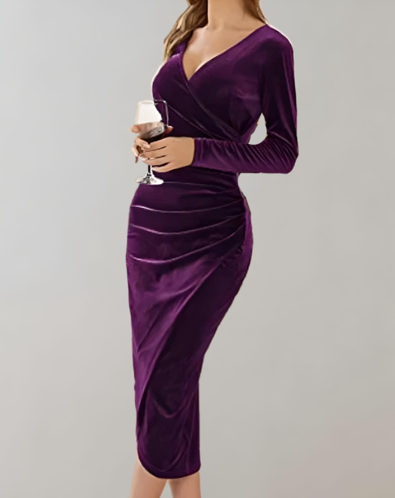 Belloria - Elegante Fluwelen Wikkeljurk met V-hals
