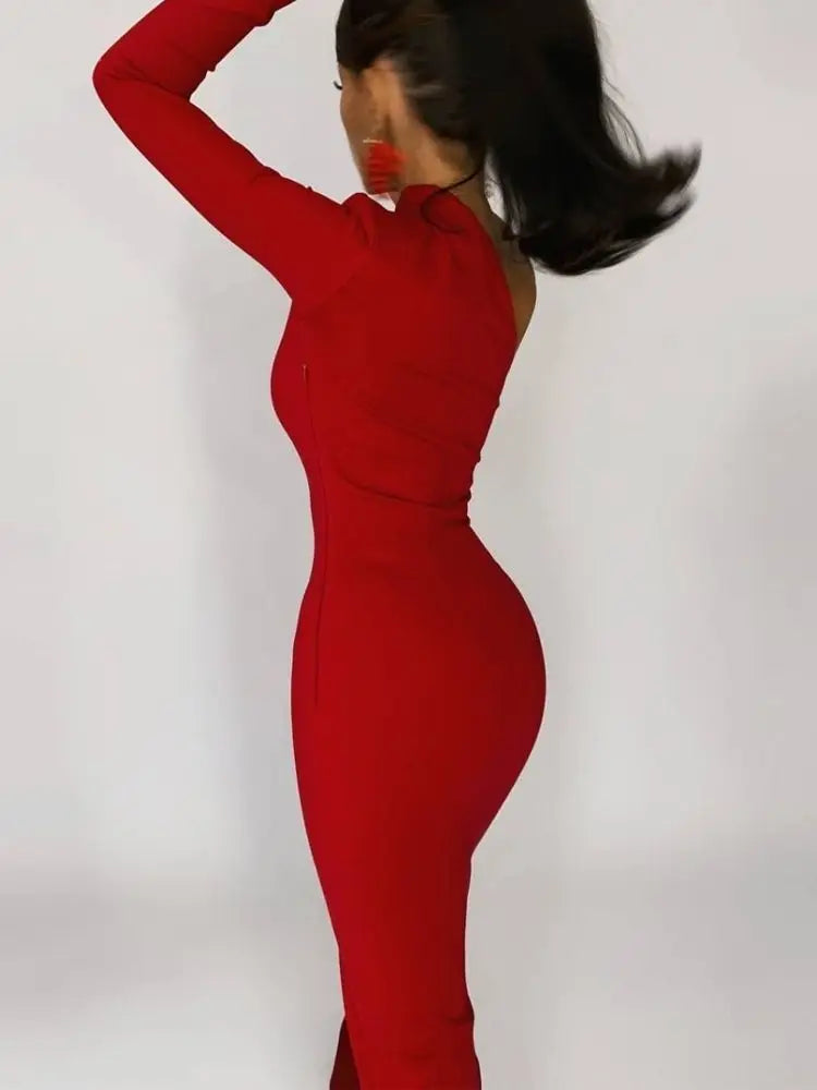 Sasha | Elegante One-Shoulder Jurk met Zijsplit