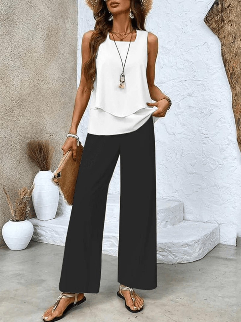 Noor Zomerse Comfortabele Tweedelige Set met Botanische Print