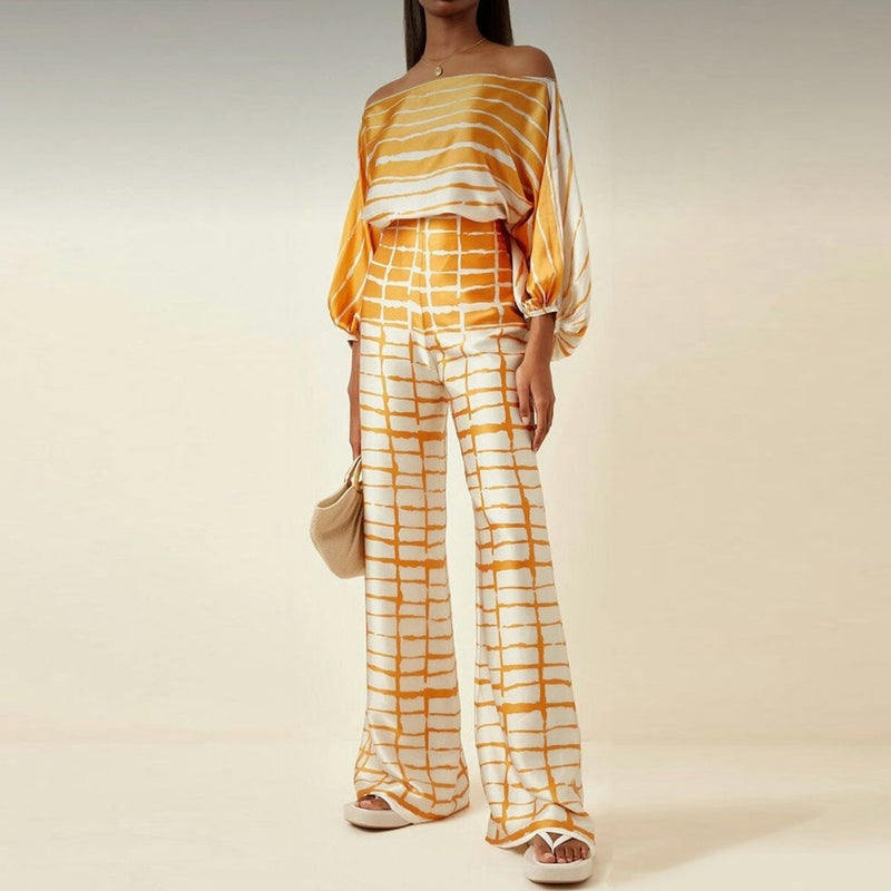 Austen Zijdezachte Elegante Zomerset met Blouse en Broek