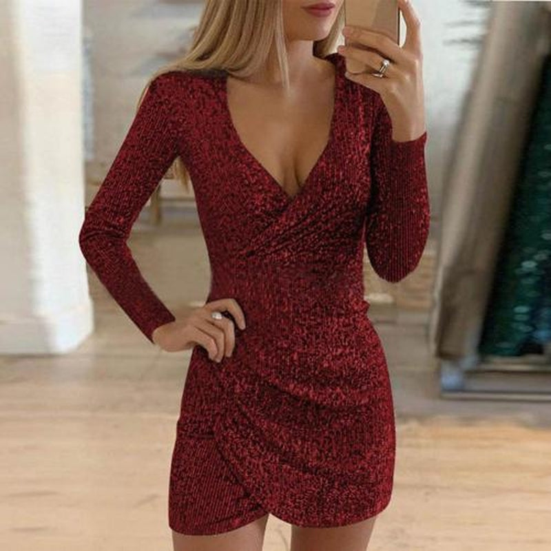 Ariah - Glitterende Wikkel Mini Feestjurk voor Glamour