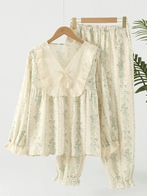 Charlotte Verfijnde Kanten Bloemenprint Pyjama Set