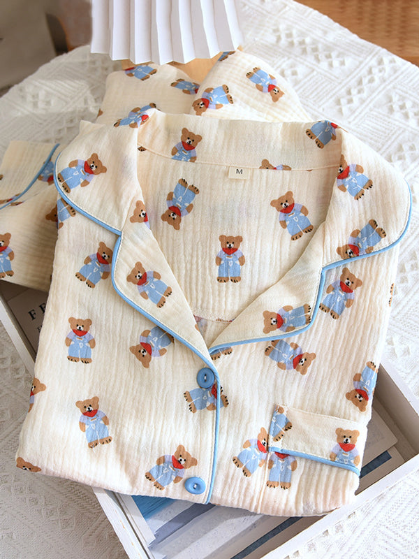 Sophie Katoenen Pyjama met Beerprint