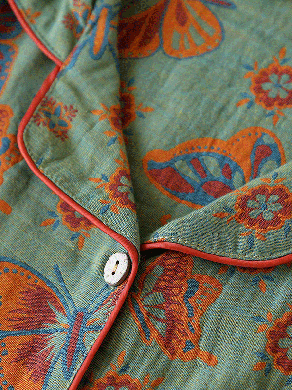 Elisa Crepe Vintage Vlinderprint Pyjama Set