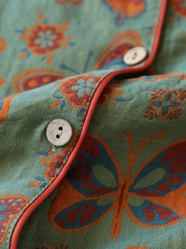 Elisa Crepe Vintage Vlinderprint Pyjama Set