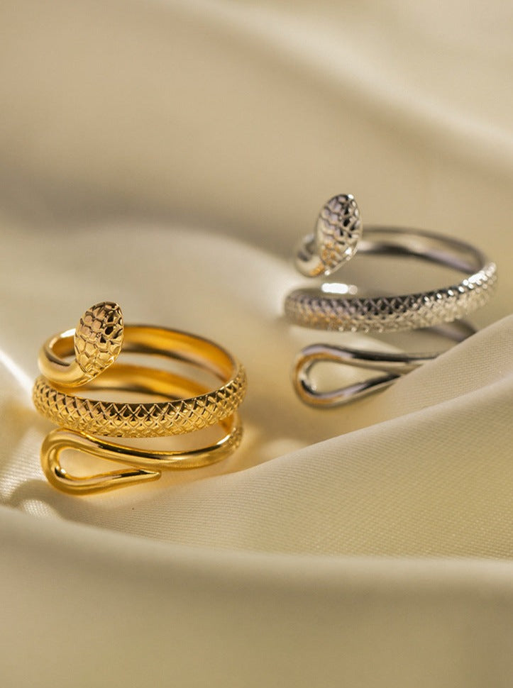 18K Goud Vergulde RVS Ring met Slangontwerp
