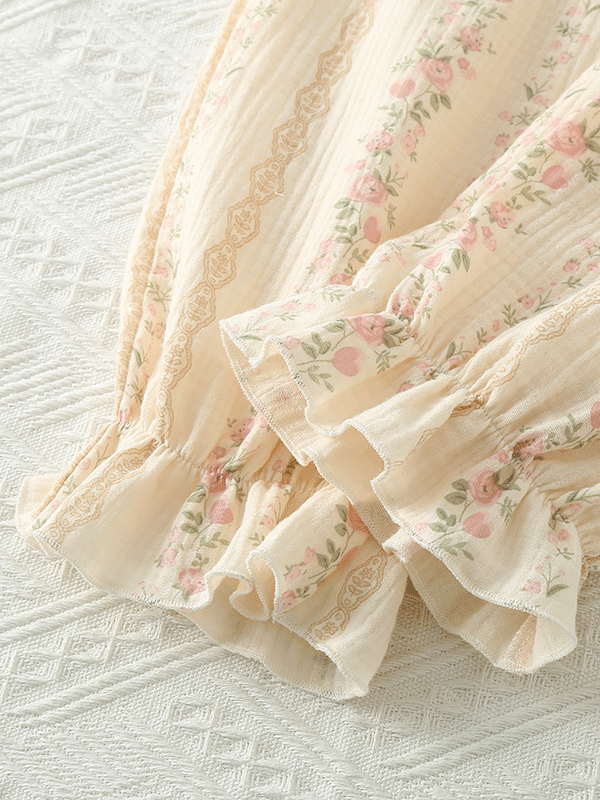Charlotte Verfijnde Kanten Bloemenprint Pyjama Set