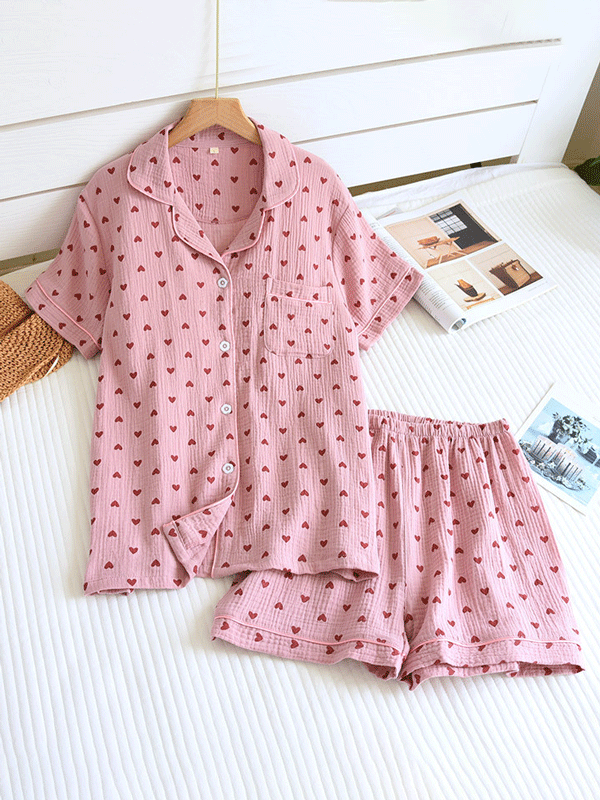 Eva Luxe Katoenen Pyjama Set (Korte Mouwen)