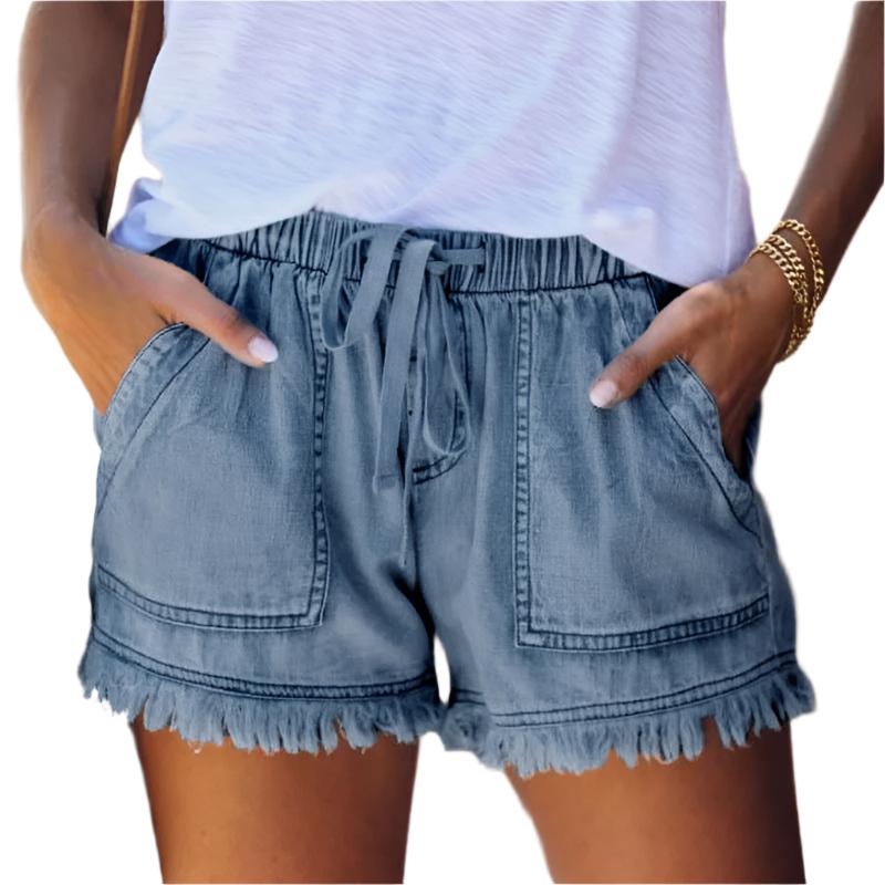 Elena Luxe High-Waist Denim Shorts