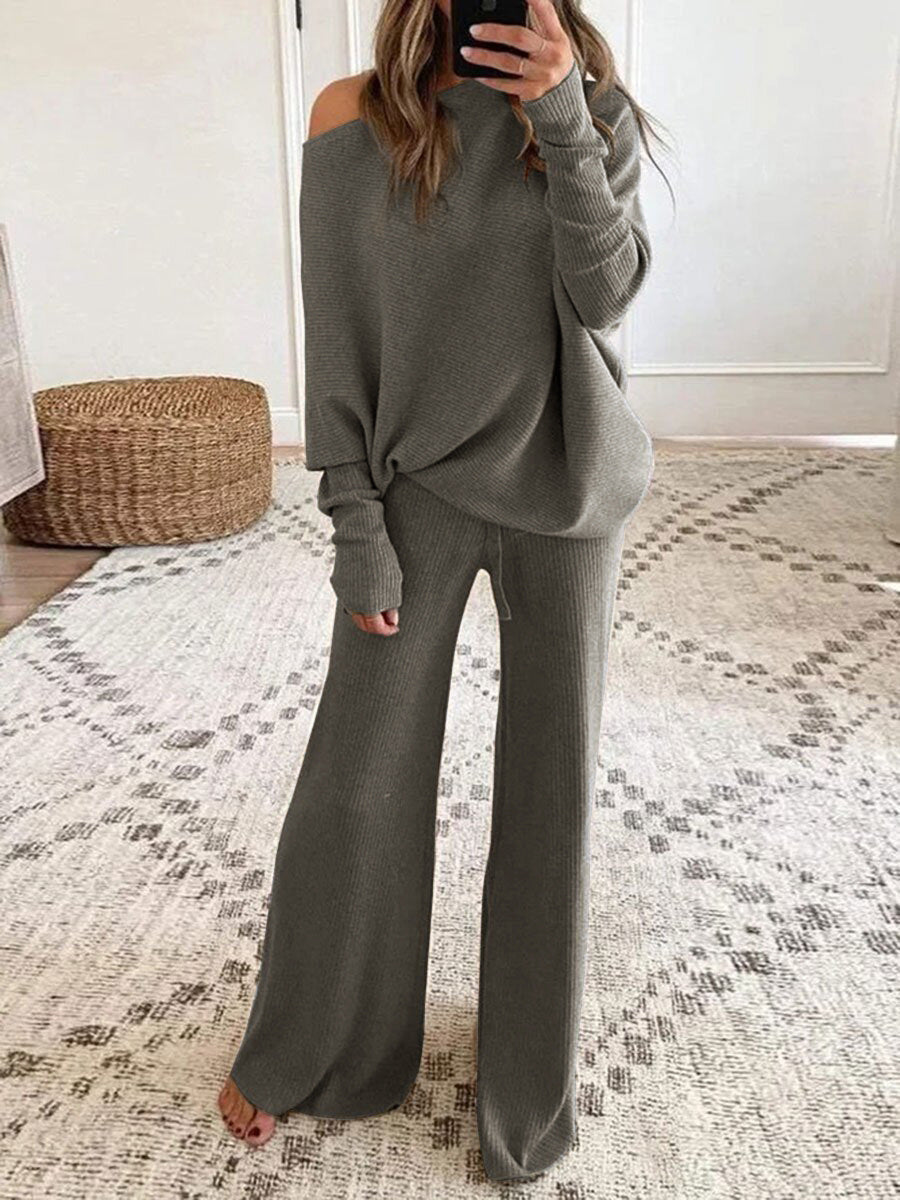 Off-Shoulder Losse Gebreide Set