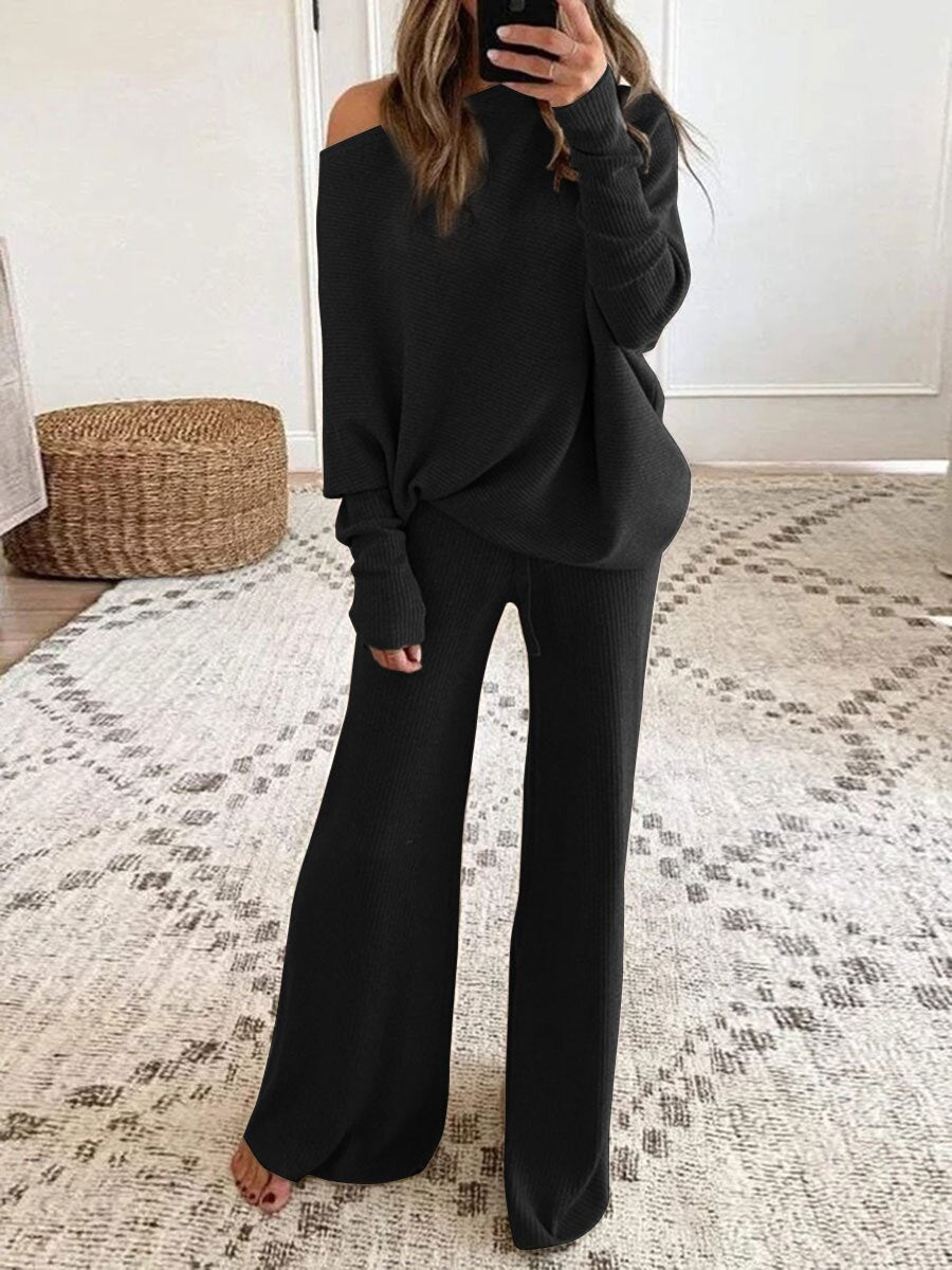 Off-Shoulder Losse Gebreide Set