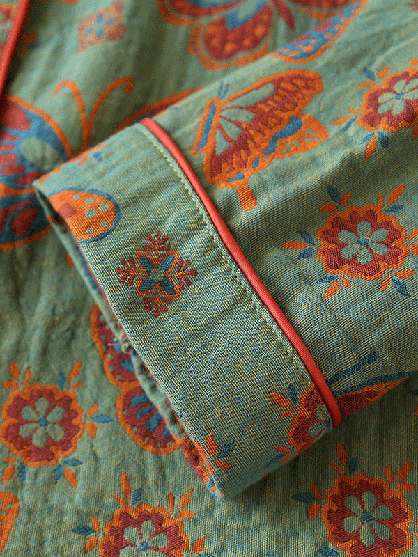 Elisa Crepe Vintage Vlinderprint Pyjama Set
