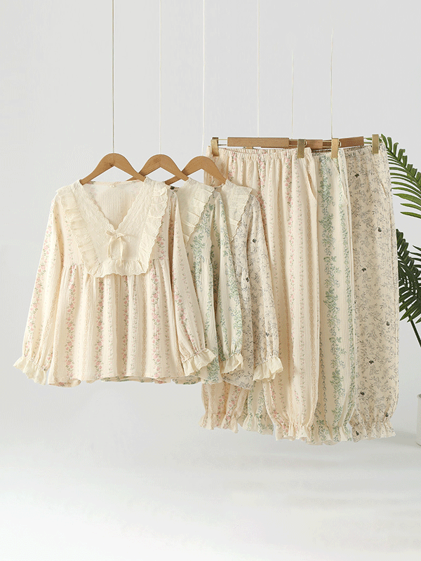 Charlotte Verfijnde Kanten Bloemenprint Pyjama Set