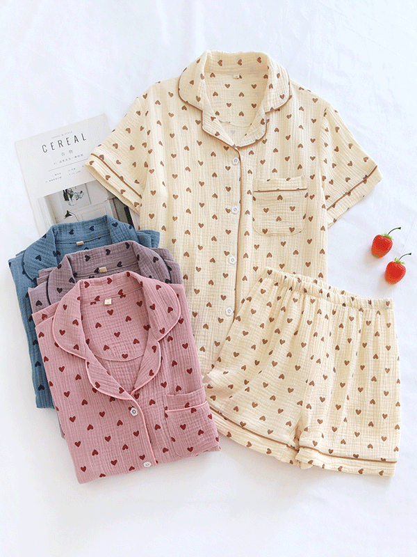 Eva Luxe Katoenen Pyjama Set (Korte Mouwen)