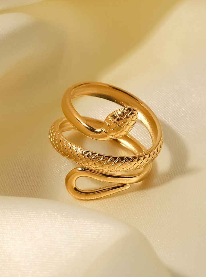 18K Goud Vergulde RVS Ring met Slangontwerp