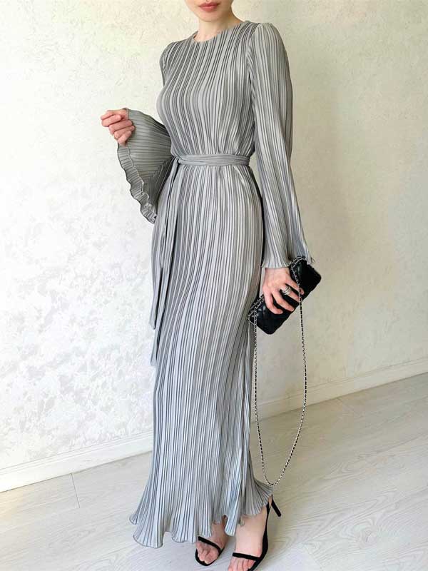 Elisa Witte Maxi Jurk met Geplooide Flared Mouwen