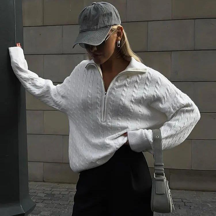 Sophie Stijlvolle Gebreide Trui met Halfzip