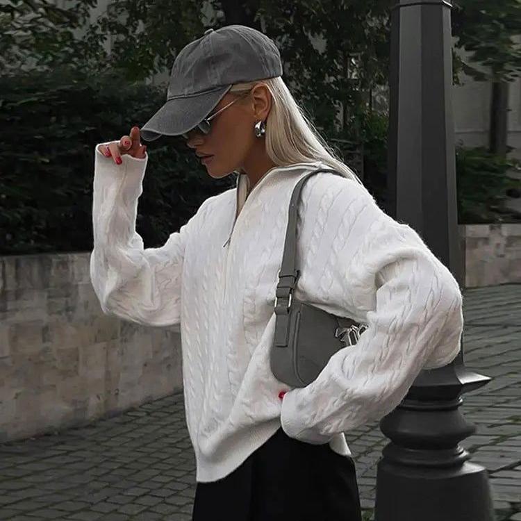 Sophie Stijlvolle Gebreide Trui met Halfzip