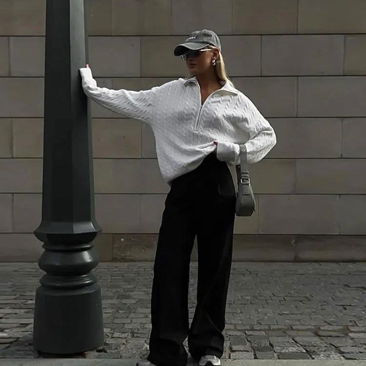 Sophie Stijlvolle Gebreide Trui met Halfzip